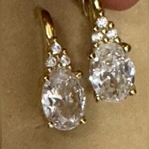 Gold Tone Women’s Earrings w/Teardrop CZ